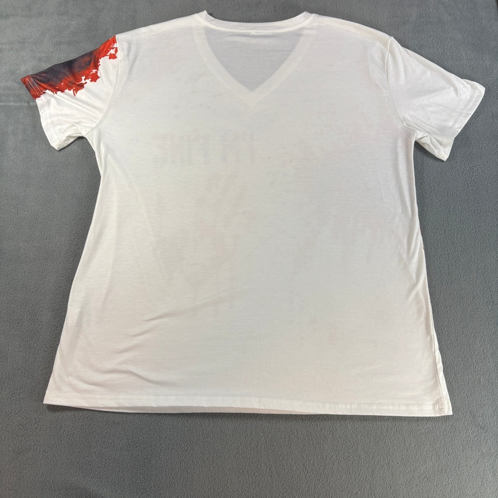 Im Fine Blood Splatter Graphic T-Shirt XL White V-Neck Halloween Horror Costume - Picture 11 of 12